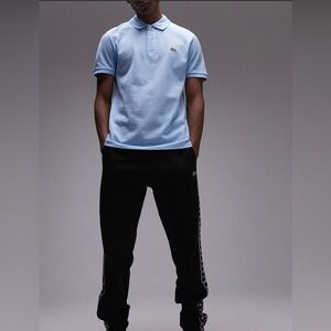 Lacoste slim fit logo pique polo in light blue size large